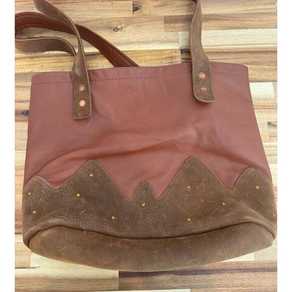 Large‎ Leather Suede Studded Bag Purse Tote - Picture 3 of 6